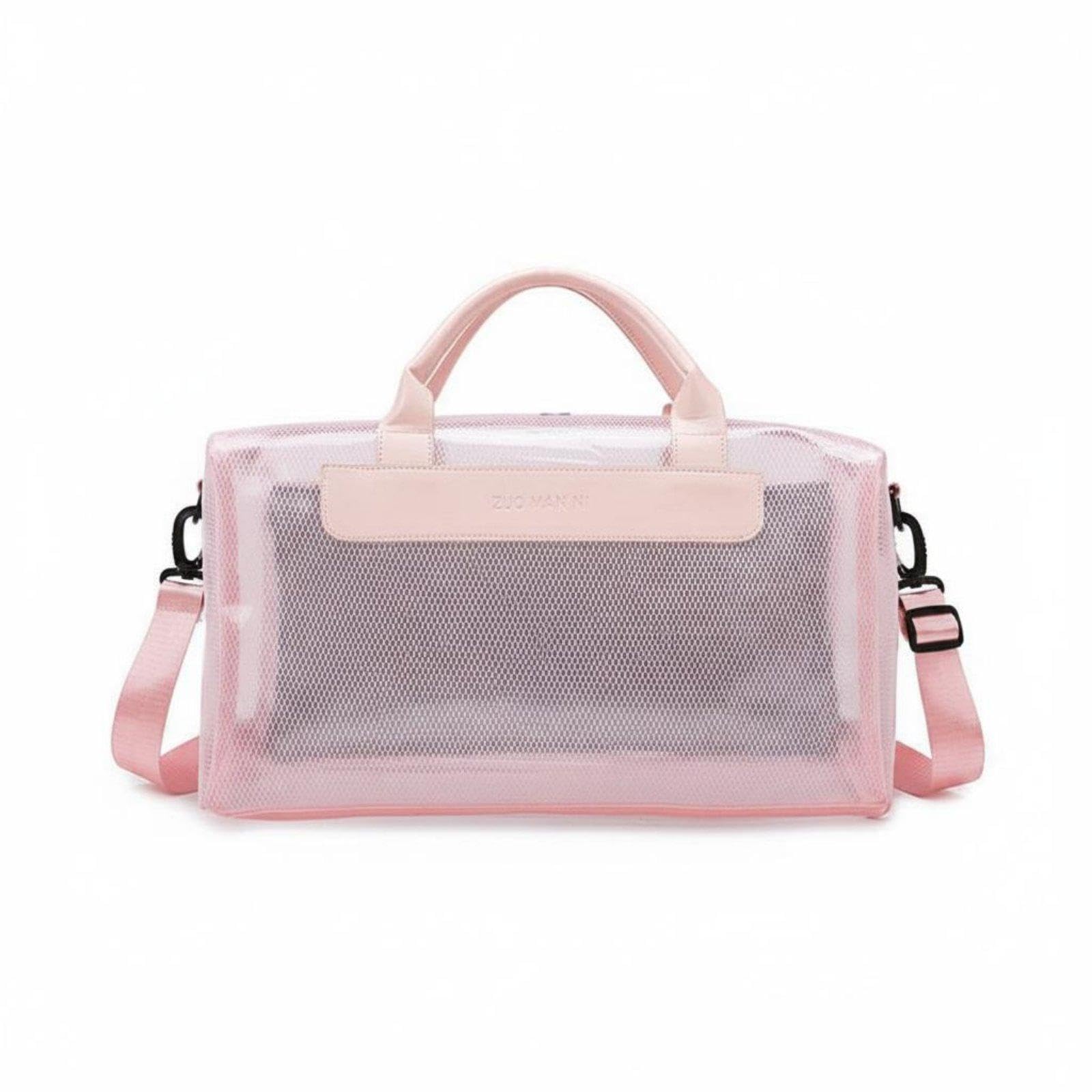 TRENDIVIBE Transparent PVC Bag Large Capacity Clear Duffel Easy-to-Clean Bag to Clean for Swimming Pink-image-1