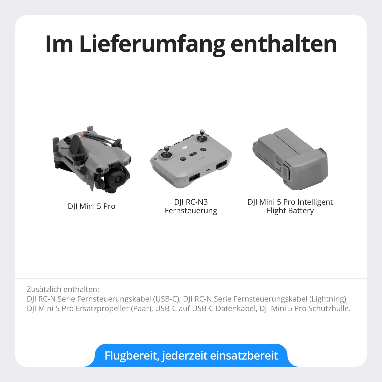 DJI Mini 5 Pro, Ultraleichte Drohne mit Kamera, 1-Zoll CMOS, C0 | Omnidirektionale Hinderniserkennung, ActiveTrack 360°, 225°-Gimbal-Rotation, 20 km Übertragung, 4K-Drohne für Anfänger