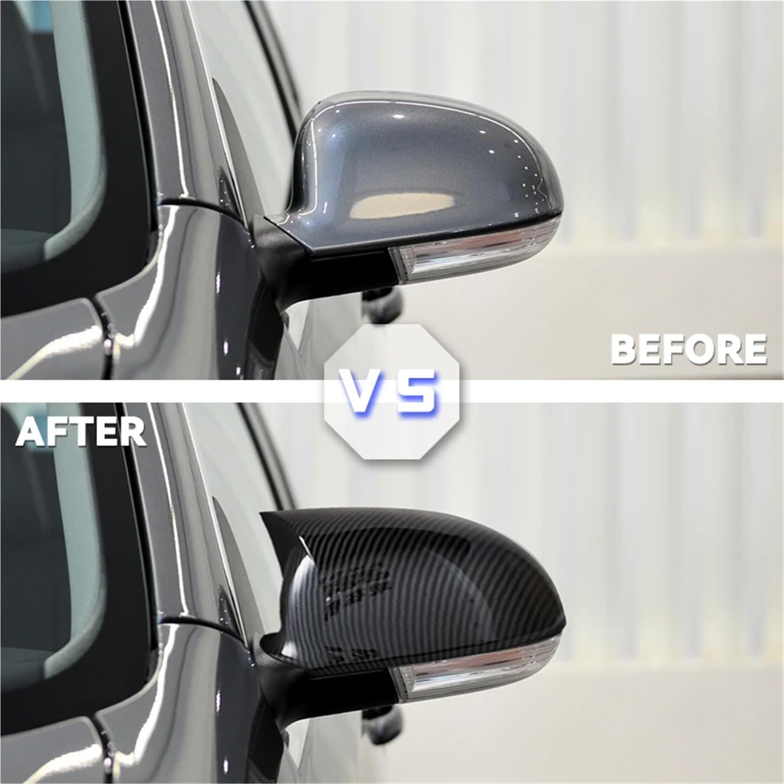 Calotte Specchio,Copertura Specchio Uso Adatto Per Copri Specchietti Laterali VW Golf 5 MK5 GTI(Bright black)