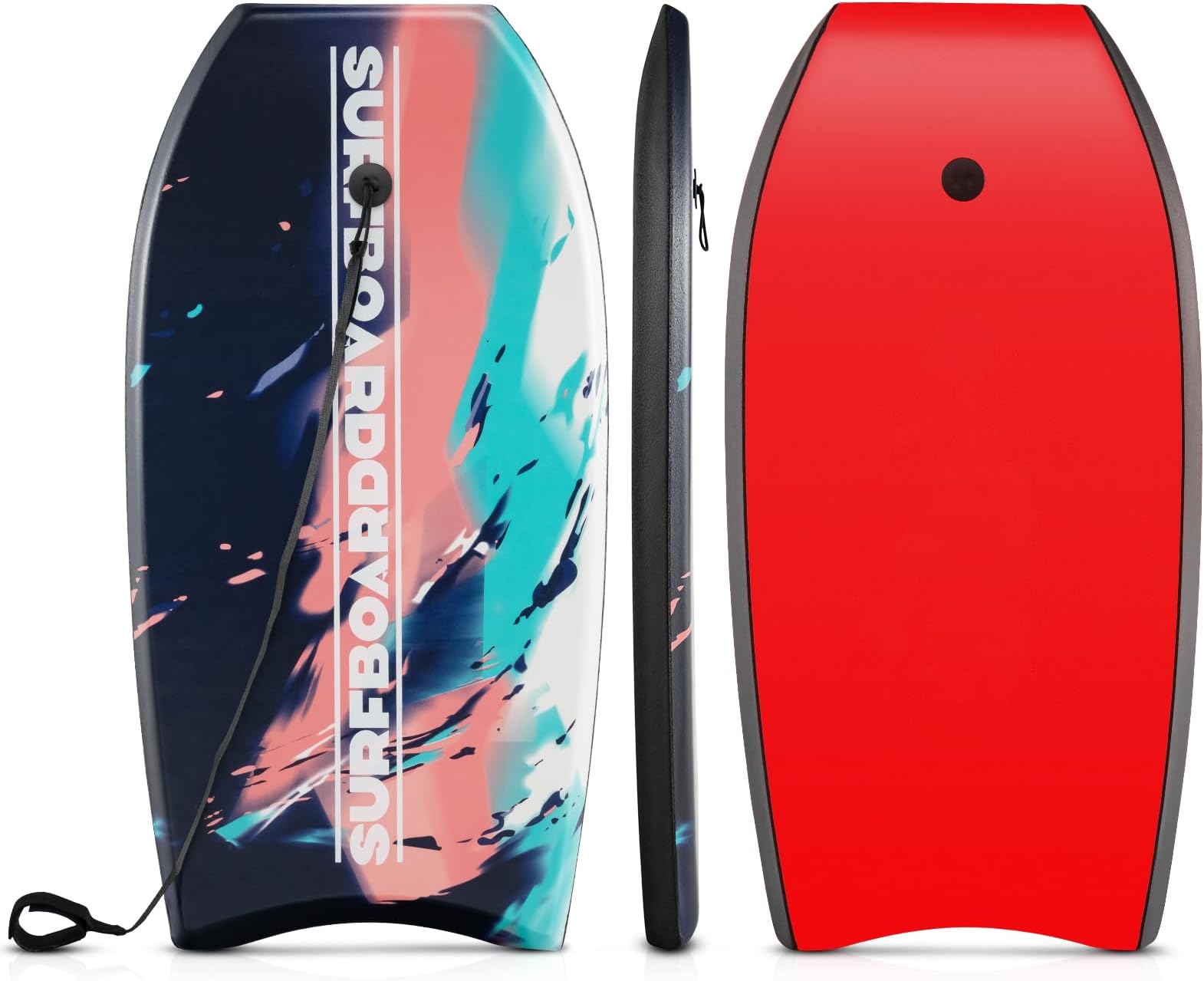 Goplus 41''/37''/33'' Lightweight Body Board for Beach, Surf Board with EPS Core, XPE Deck, HDPE Slick Bottom, Wrist Leash, Bodyboard for Kids Adults Surfing