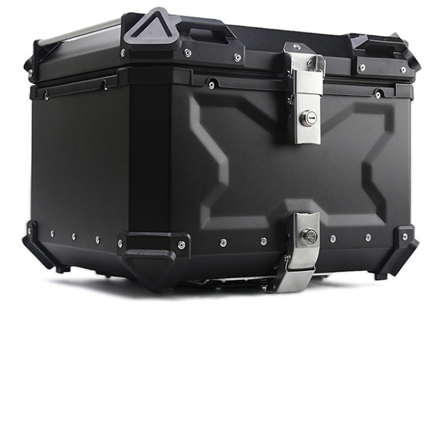 Baul para Moto Topcase, Baúl De Aluminio para Moto Scooter Maleta,Caja De Motocicleta con Respaldo Y Asa,Maletero De Moto 45L 55L 65L 80L 100L(Negro,45L)