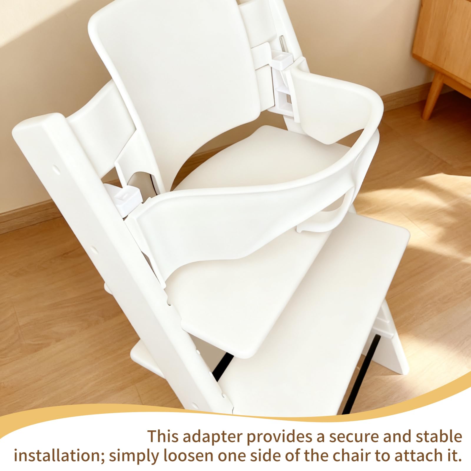 Adaptery Baby Set do Stokke Tripp Trapp - Zestaw 2 Adapterów Kompatybilnych z Krzesełkami do Tripp Trapp Wyprodukowanymi przed 2003 Rokiem, Poprzeczka 68 mm, do Codziennego Użytku z Tacką i Stolikiem