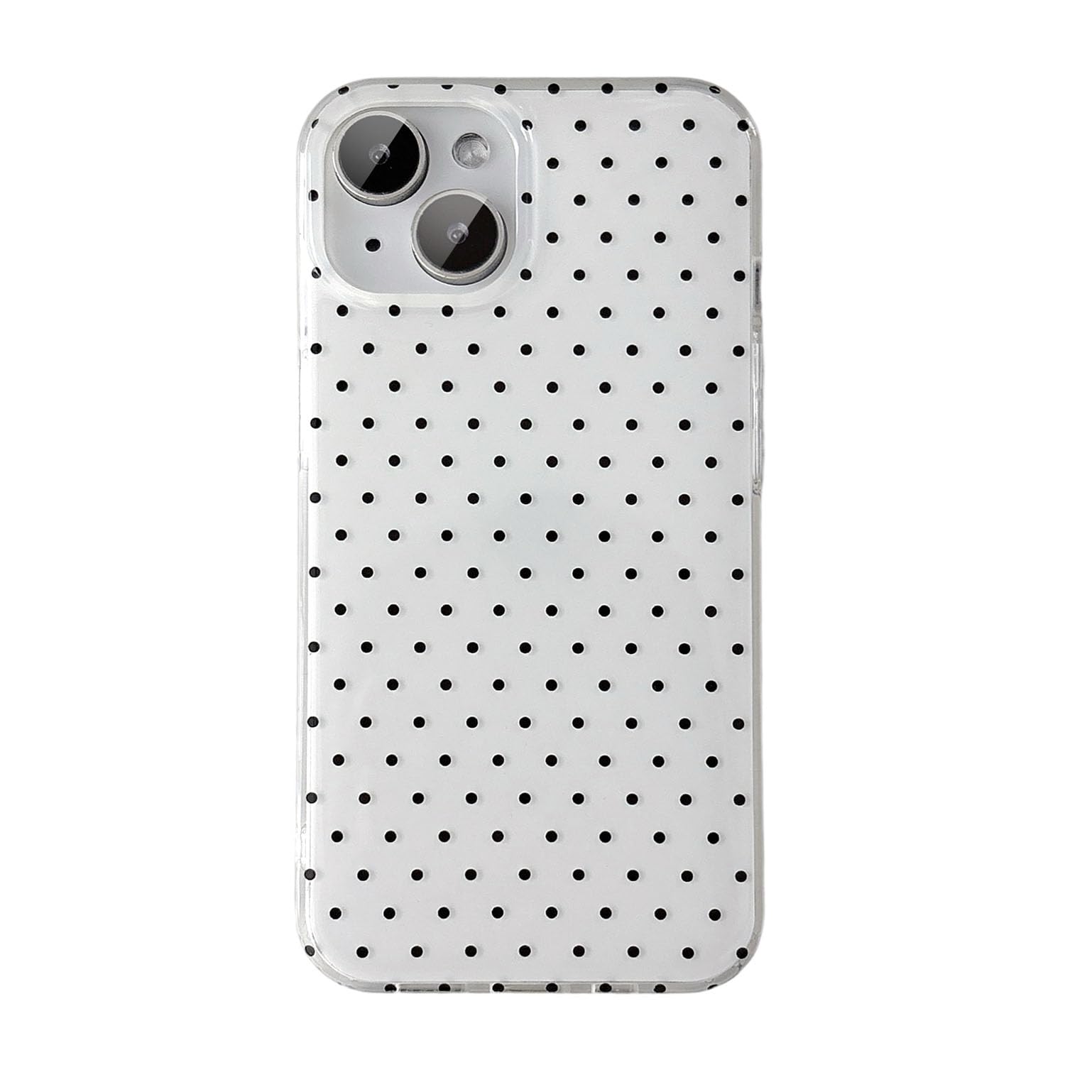 QLTYPRI for iPhone 15 Case, Cute Polka Dot Pattern Aesthetic Phone Case, Raised Camera Protection Durable TPU Slim Shockproof Protective Phone Cover for Girls Women - White