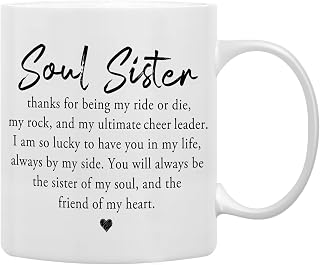 QASHWEY Soul Sister Definition Coffee Mugs Mug, Best Friend Bestie BFF Soul Sister Gifts for Women Girls,Inspirational Friendship Gift Double Side Printed Ceramic Mug Cup 11 Ounce
