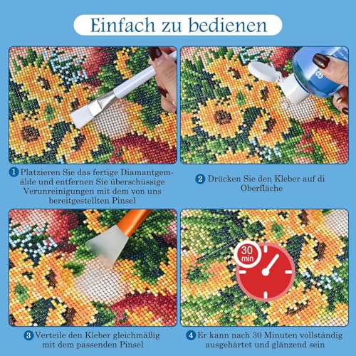 Cieex Diamond Painting Versiegelung, 450ml Diamond Painting Kleber, Diamond Painting Zubehör zum Glitzereffekt und Schutz von Diamanten
