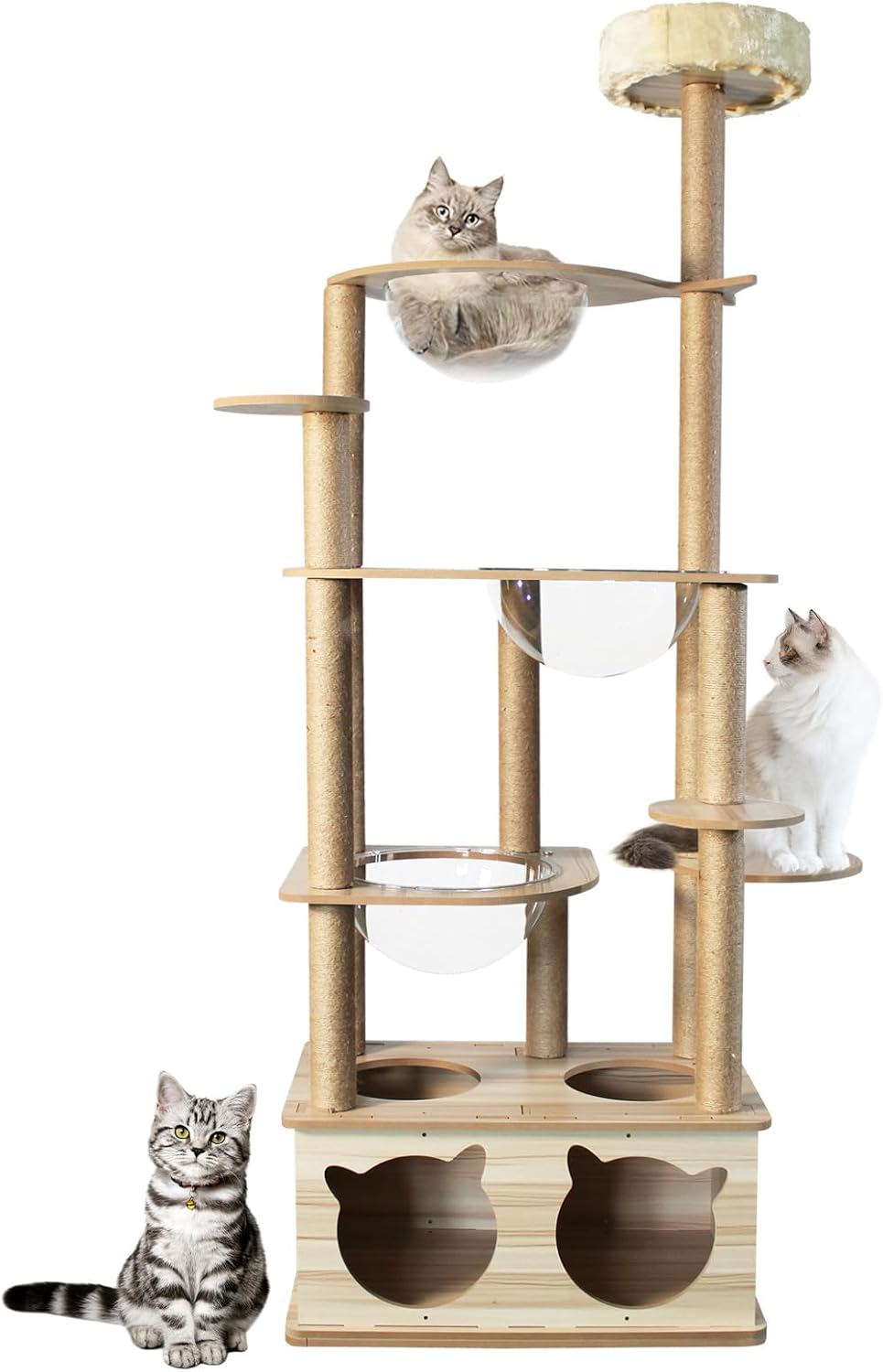Pipleo Cat Tree, Wooden Cat Tower for Indoor Cats, 71