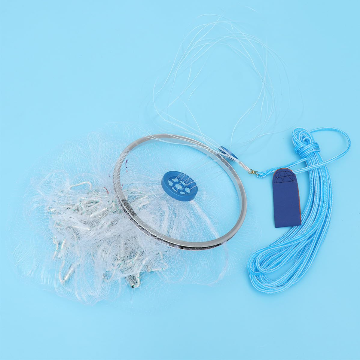 Angoily Rete da Pesca Portatile in Nailon Pieghevole per Cattura Granchi e Gamberetti per Acqua Dolci e Salate Blu Colore Casuale