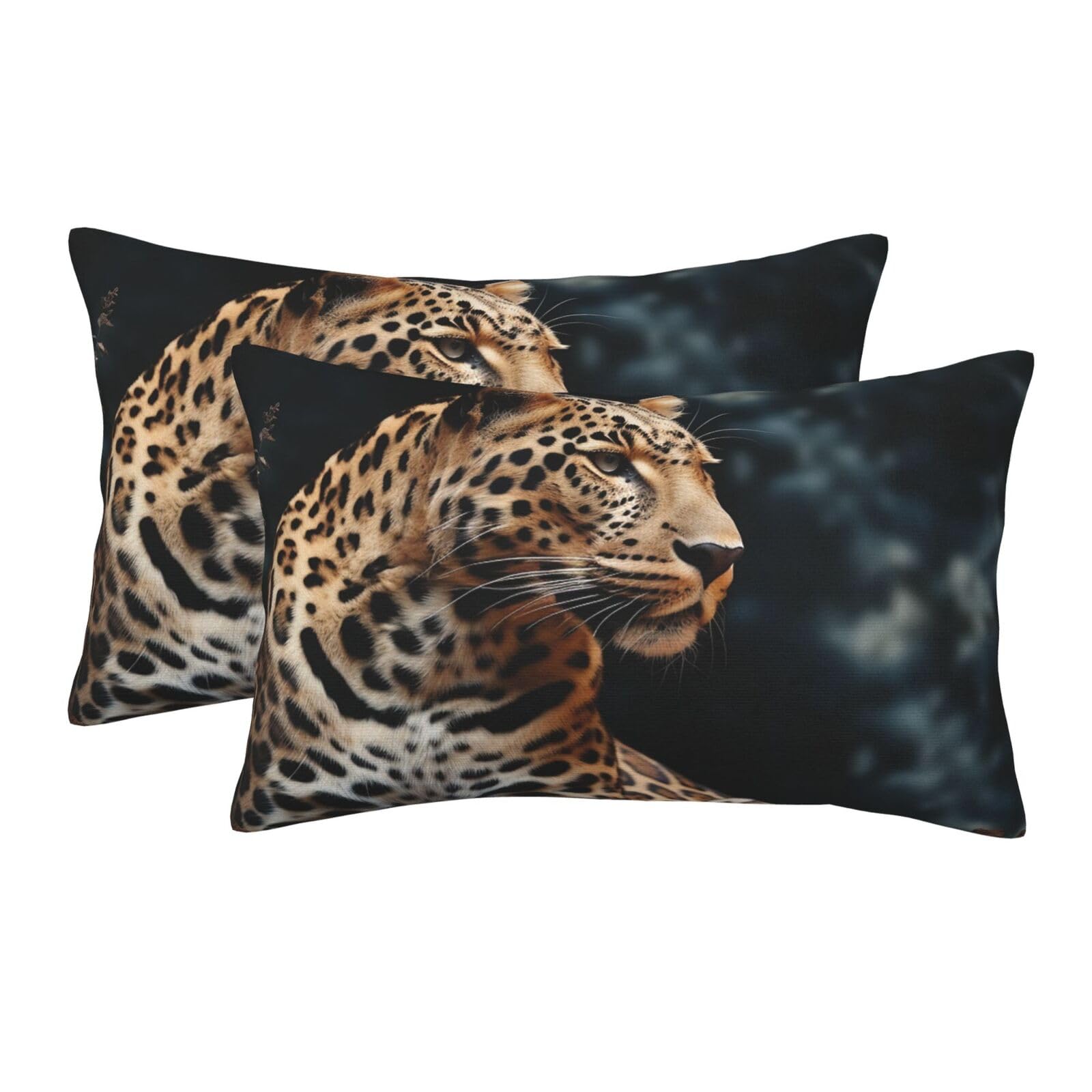 2 Pack Standard Size Pillow Cases for Hair and Skin Soft Breathable Pillow Case Covers with Hidden Zipper A Leopard Sits Pillowcase 20"x30" Pillow Cover for Sleeping Gift