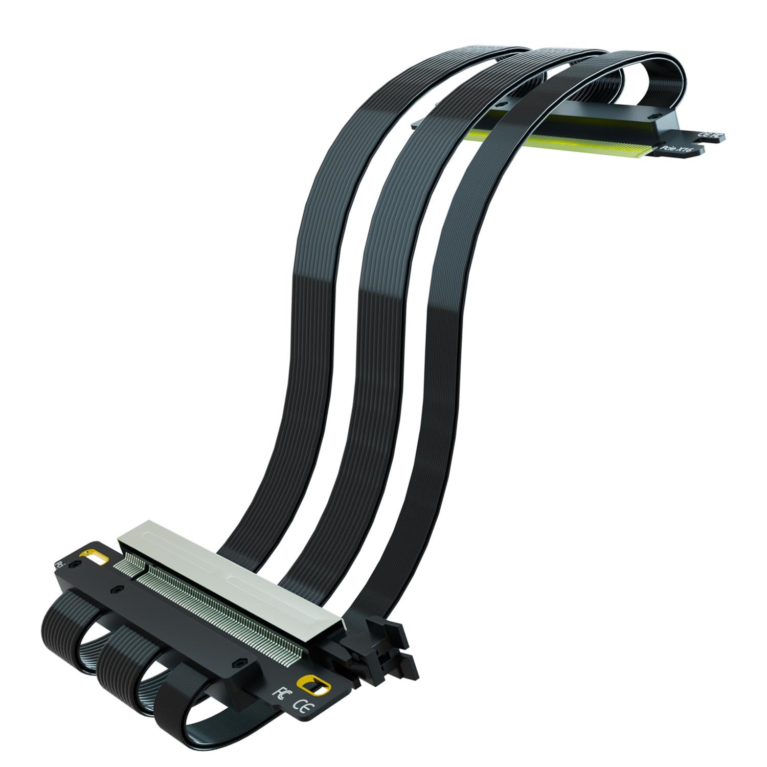 GLOTRENDS Double Reverse PCIE 4.0 Riser Cable for Mini-ITX Motherboard (170x170mm) Installation, Compatible with RTX 40/30 Series and Radeon RX7000/RX6000 Series, Black Color