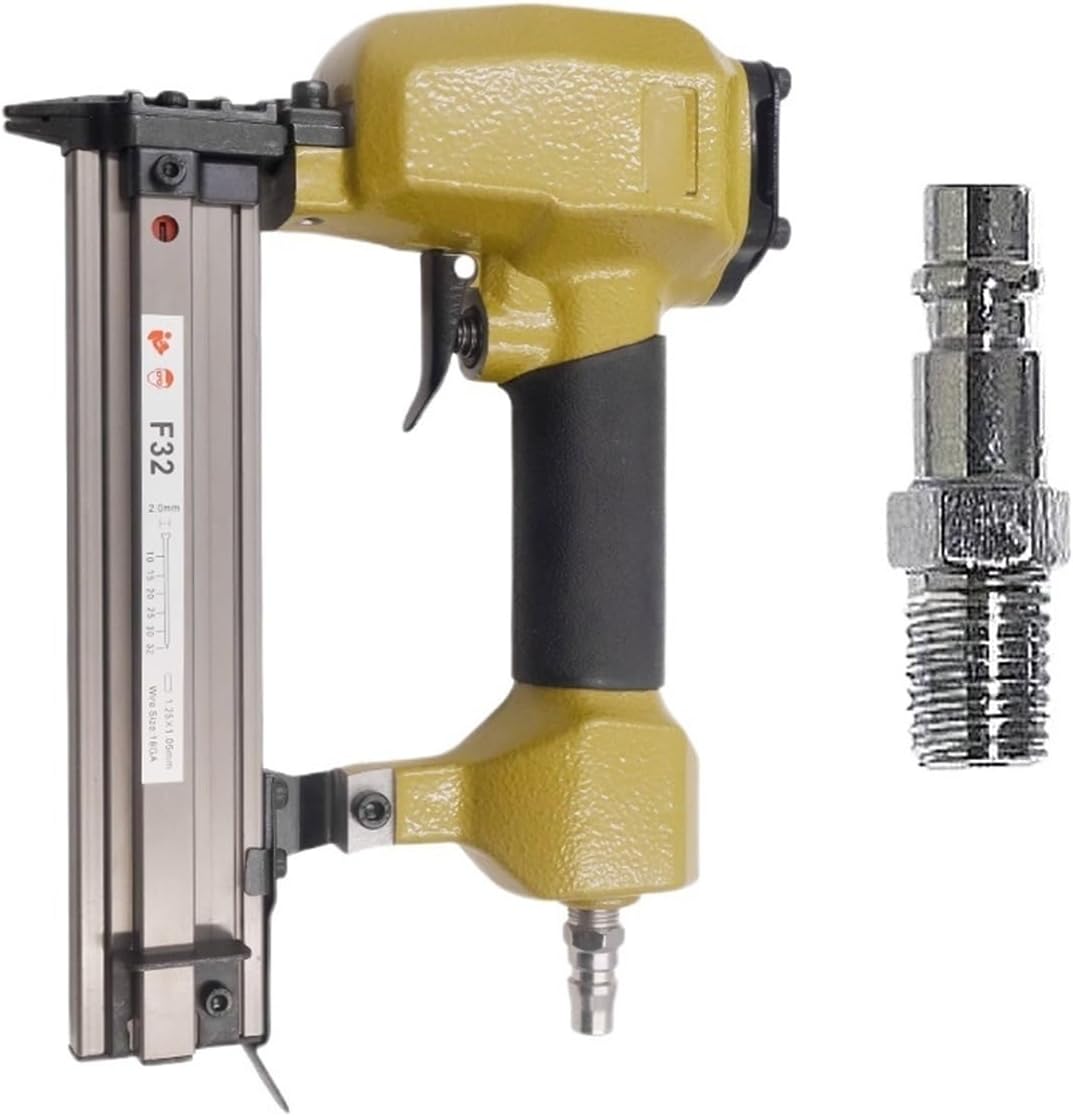 AALLYN Pneumatic Decorative Stapler F32 Air Nailer Stapler 18Ga Small Fixing Nail Guns (Color : EU Air Inlet)