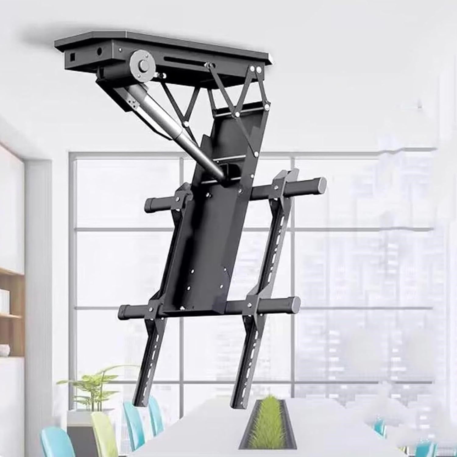 HajMyrdonyx Motorized TV Mount, Hidden Drop Down Lift, Telescopic Electric Lift With Auto Lifting, for 50-90 Inch TVs, Motorized TV Stand with Remote Control and Switch Control 0-85 Flip Down