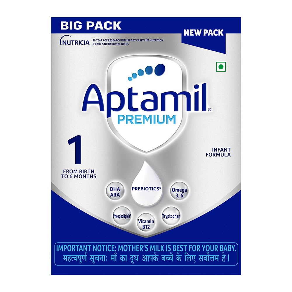 Aptamil Premium Infant Formula for Babies - Stage 1 (Upto 6 Months) - with 5 Brain Nutrients and Prebiotics -1.2 kg -Bag-In-Box Pack-image-28