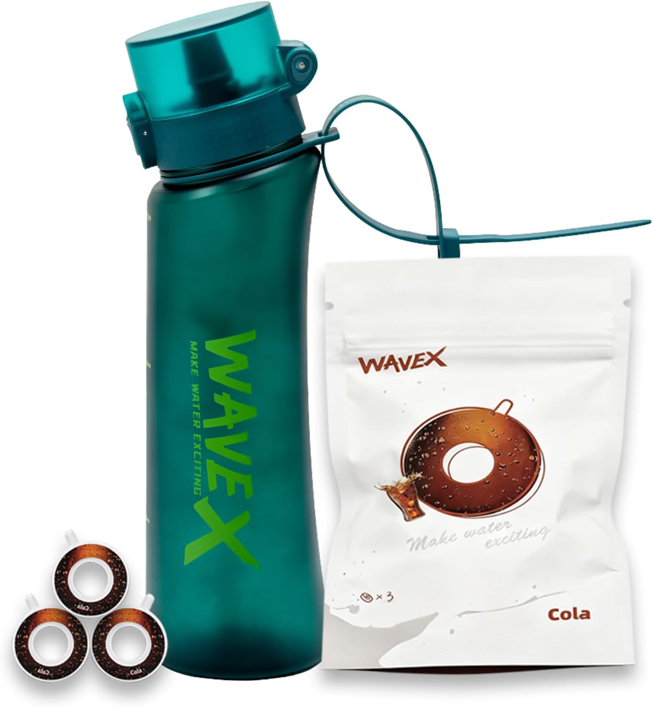 WAVEX Flavored Water Bottle That Makes Plain Water Enjoyable, Aroma-Powered Hydration, Includes 3 Cola Aroma Flavor Scent Pods, No Sugar or Additives, 0 Calorie, (600ml, Deep Forest Green)