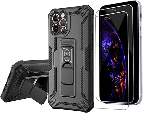 Miniatura 1 de Crocon Funda diseñada para iPhone 13 Pro Max con protector de pantalla 2 piezas lente de cámara adjunta a prueba de golpes resistente grado militar