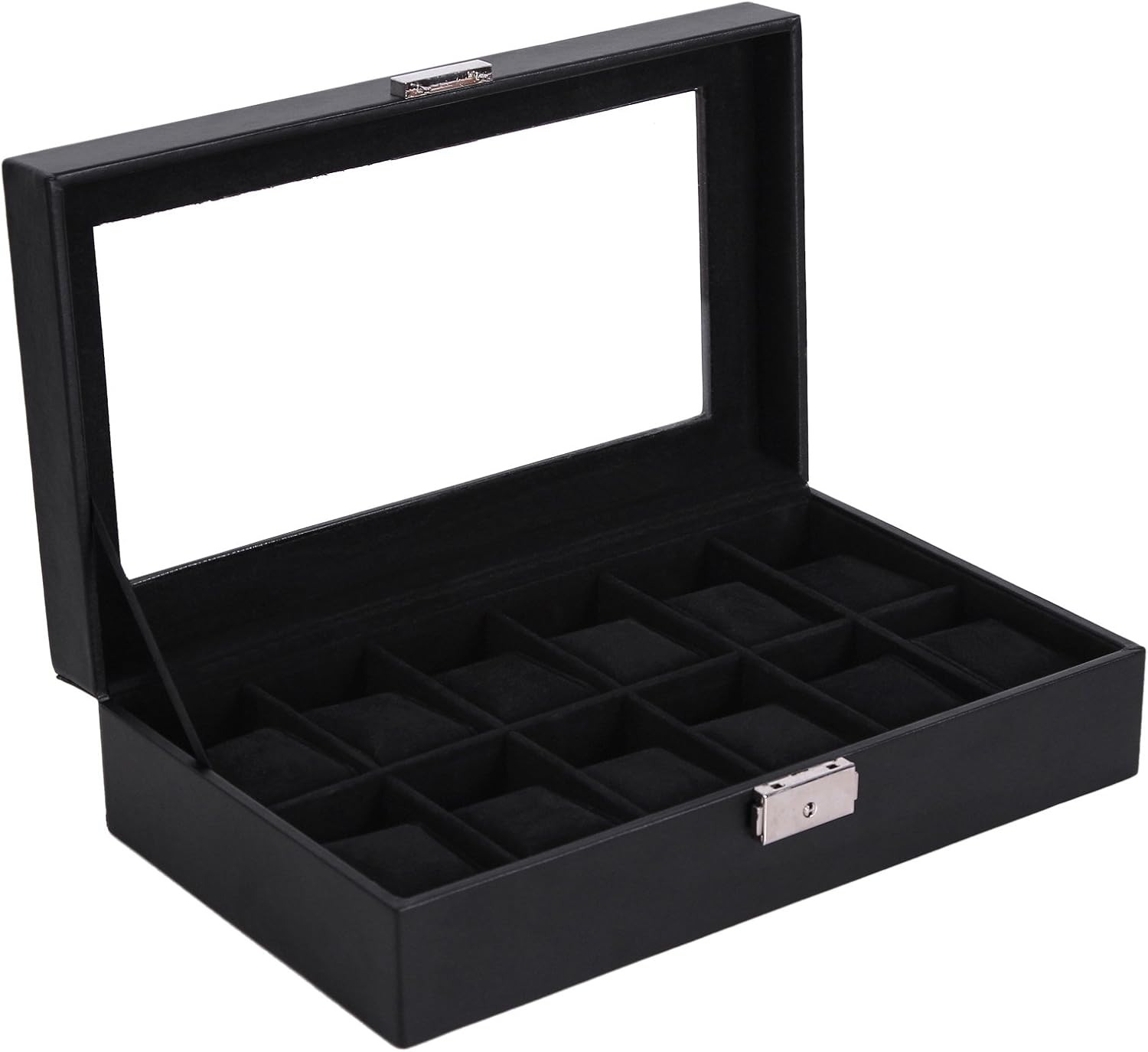 SONGMICS 12 Slots Watch Box Lockable Organizer Mens Watch Display Case