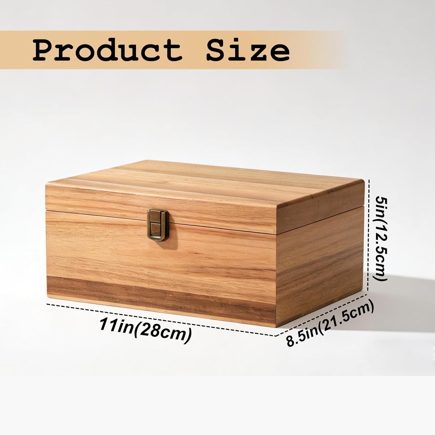 Wooden Keepsake Box, Large Acacia Storage Box with Magnetic Hinged Lid,11"x8.5"x5",Magnetic Decorative Wooden Box,Memory Treasure Box Storage for Photos, Letters, Jewelry, Crafts