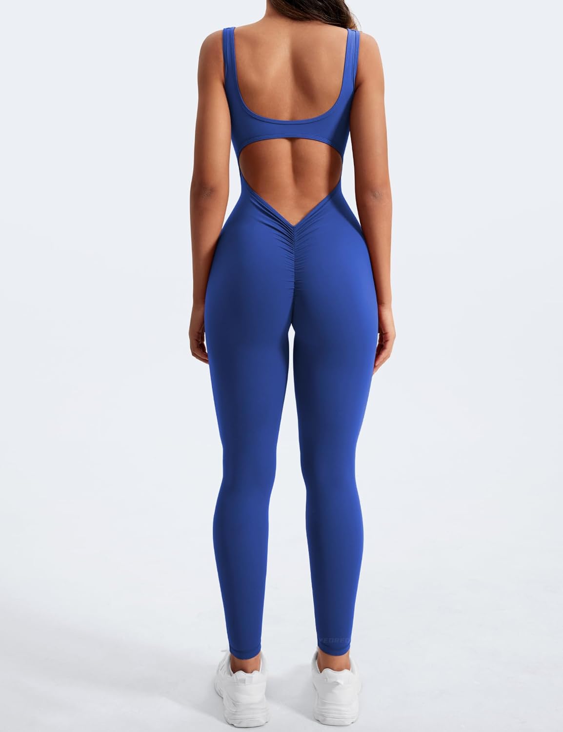 YEOREO Sleeveless Jumpsuits for Women Sexy Backless Gym Bodycon Lizvette V Back Scrunch Butt Rompers - Image 2