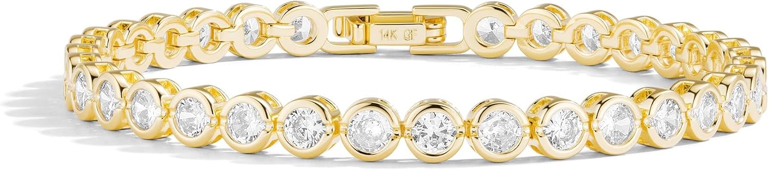 14K Gold Filled Tennis Bracelets for Women, Gold Bracelet
