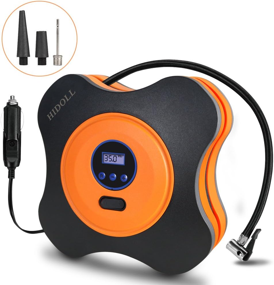 HIDOLL Portable Air Compressor Pump, Auto Digital Tire Inflator, 12V 150 PSI Tire Pump for Car, Truck, Bicycle, RV and Other Inflatables