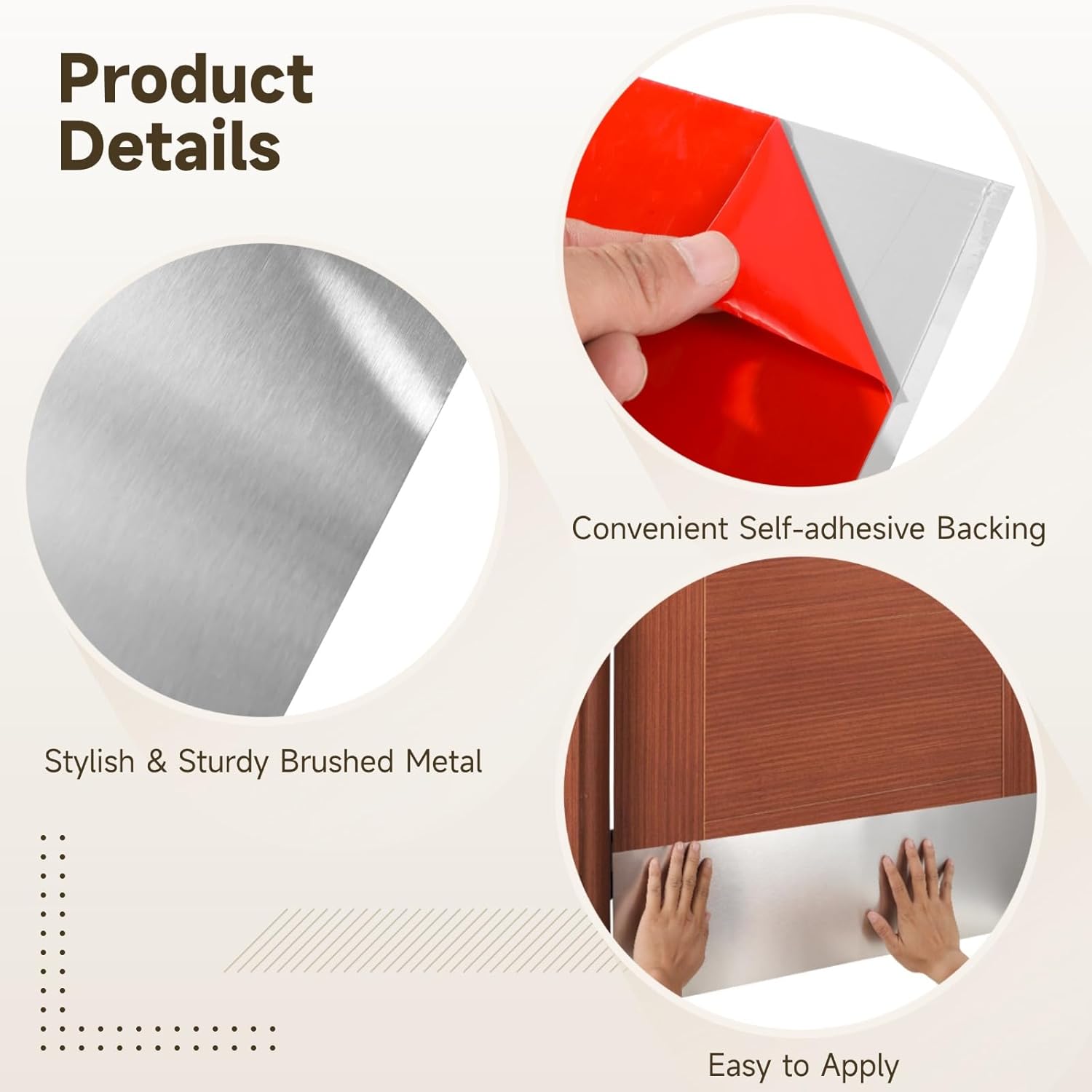 OMISTAR 2 Pcs Stainless Steel Door Kick Plates, 8 x 34 in Self-Adhesive Front Door Kick Plates, Metal Door Plates, Anti-Scratch Door Bottom Protectors for 36" Interior Exterior Doors