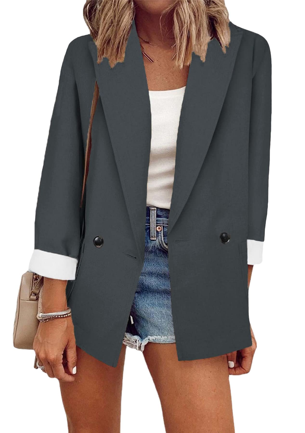 Women Casual Loose Fit Long Sleeve Blazer Cardigan Fashion Plus Size Work Blazer