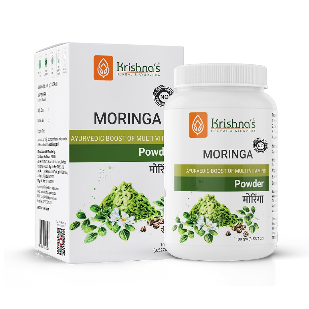 Pure Moringa Leaf Powder (100gms), Drumstick Leaf Powder Good for Hair, Skin and Immunity, Rich in Multivitamins
