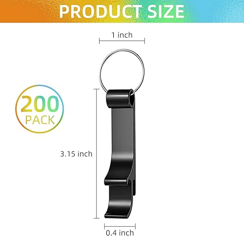 Miniatura 2 de Paquete de 200 llaveros coloridos de metal para abridor de botellas, pequeño abrelatas para fiestas (200 unidades)