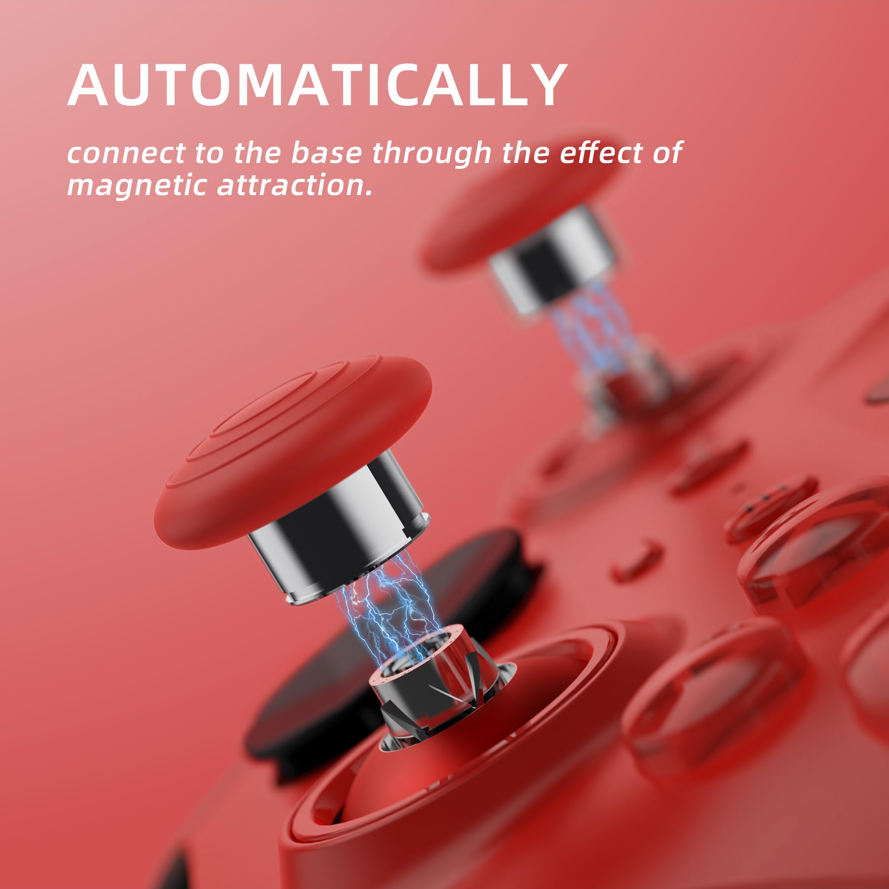 eXtremeRate 6 in 1 Magnetic Metall Thumbsticks Austauschbare Joysticks Analogsticks Kappen Tasten Set für Xbox Elite Series 2 & Series 2-Core Controller-Rot&Silber