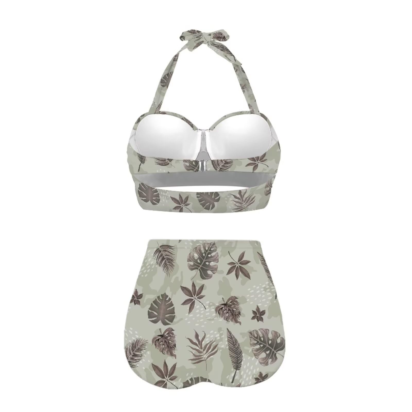 Costume da bagno da donna a due pezzi a vita alta con controllo della pancia, copertura completa