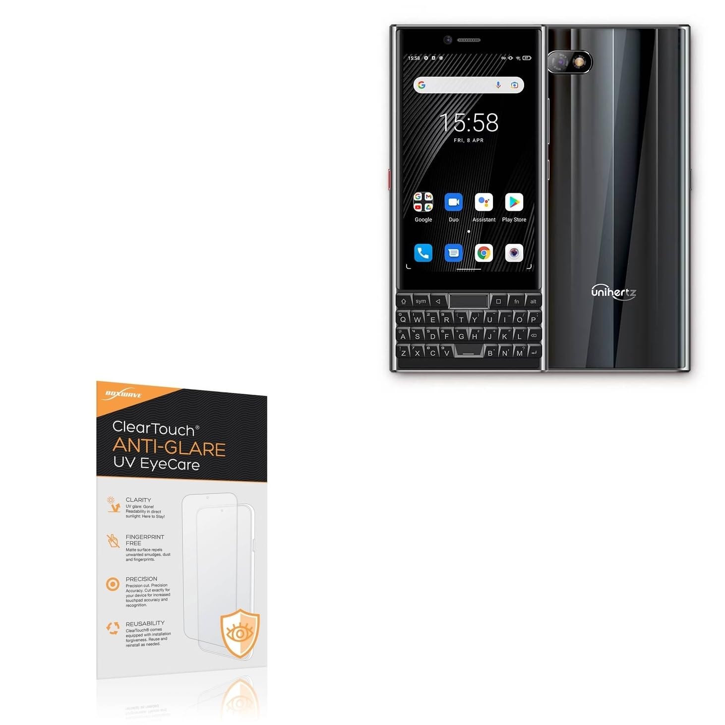 BoxWave Screen Protector Compatible With Unihertz Titan Slim - ClearTouch Anti-Glare Anti-UV EyeCare (2-Pack), Filters out Harmful Blue Light Reduce Fatigue