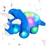 Glow Guards 16\'\'Light up Musical Triceratops Dinosaur Stuffed Animal,Soft Singing LED Dinosaur Plush Toy with Magic Night Lights&Lullaby,Birthday Children\'s Day for Toddler Kids