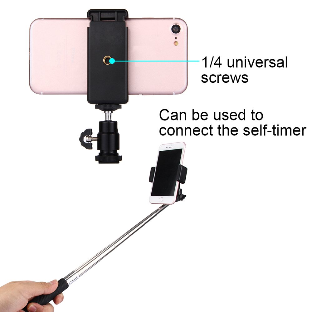 PU214 Hot Shoe Tripod Head Universal Useful 360 Degrees Stable Selfie SticksTripod Mount Stand Clamp for Smartphones