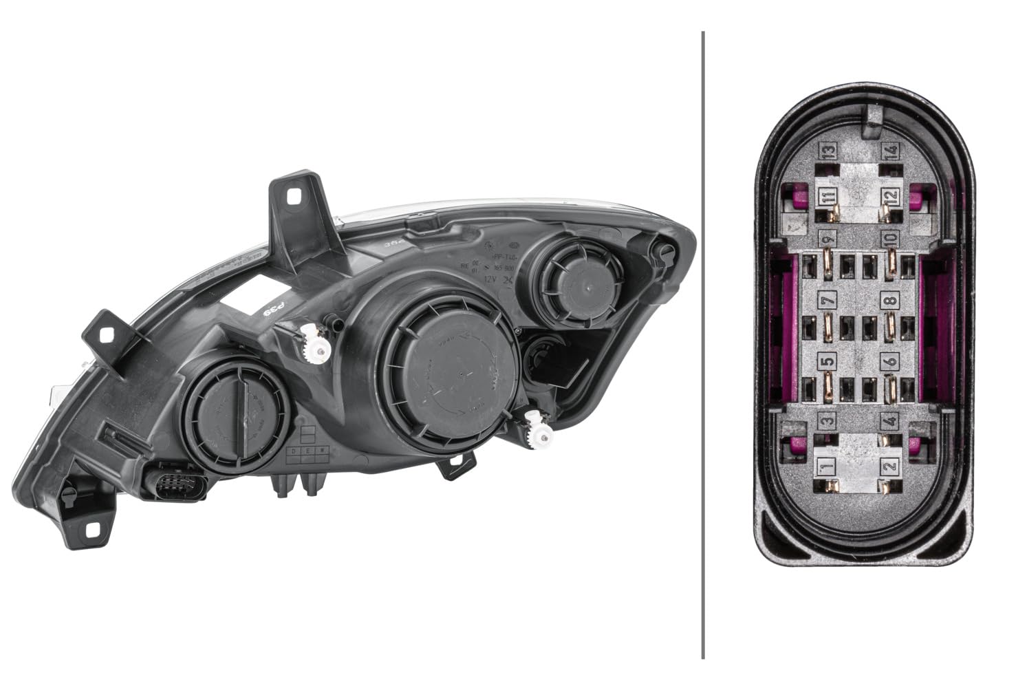 HELLA 1Eg 009 627-021 Halogène-Projecteur Principal - Ece/Ccc - Pour Circulation À Droite - Avant Droite