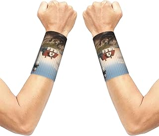 Printed Elastic Wristband, Breathable Soft Wrist Compression Sleeves 2PCS | Lighthouse Backdrop Wrist Brace, Non-Slip Stable Wrist Support, Soft Sport Wrist Band for Basketball, Golf, Tennis