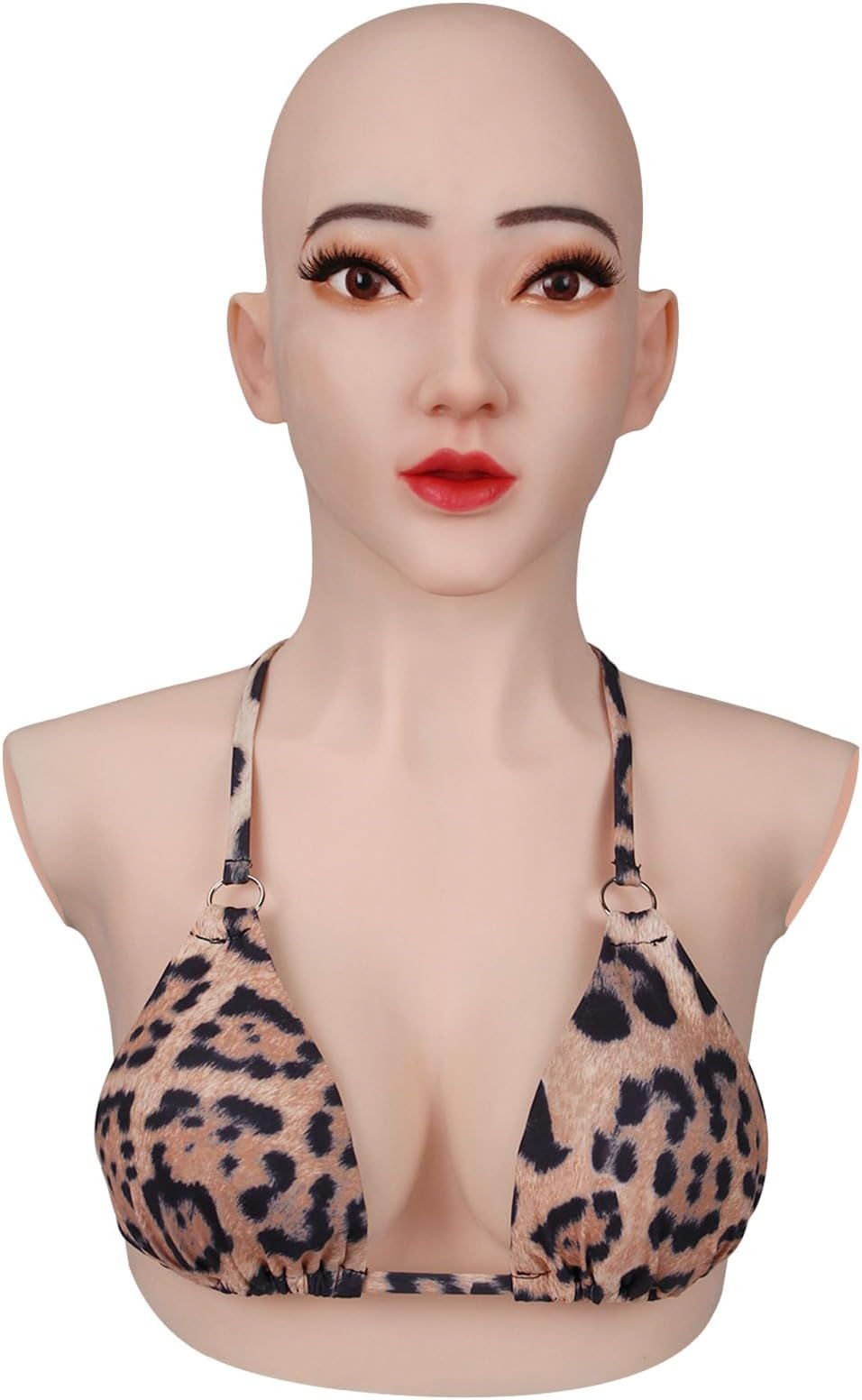 WQCZMSilicone Breastplate Head Mask Hand-Made Face Mask America Girl Headgear for Crossdresser Fake Boobs Halloween Cosplay