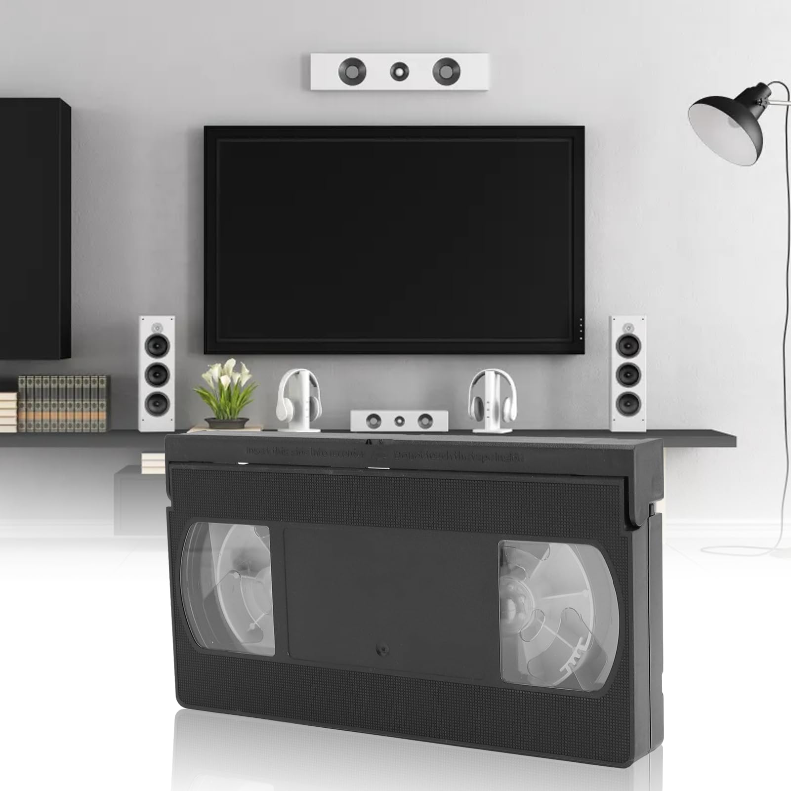 Garsent Pulitore per testine VCR, detergente per testine VHS, detergente per testine video VHS per lettori VCR VHS, tecnologia a secco, riutilizzabile fino a 50 volte, non richiede liquidi