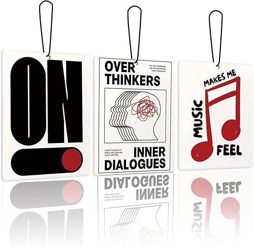 Ambientador de coche retro rojo negro lavanda 3, sobre pensadores diálogos internos, notas aromas musicales ambientador para mujeres y niñas, música