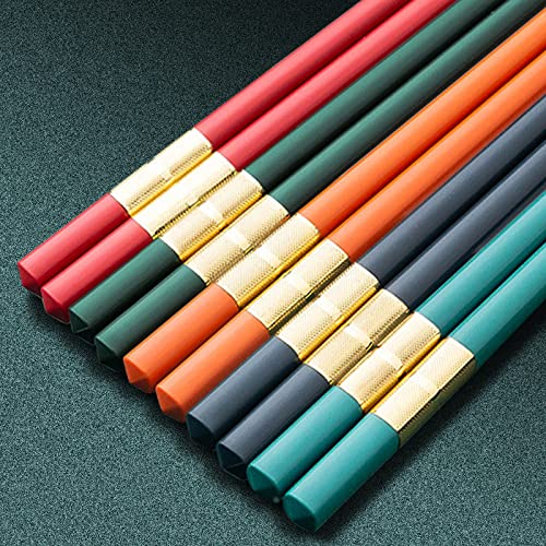 Palillos de fibra de vidrio, 5 pares de palillos reutilizables, antideslizantes, 9.5 pulgadas/24 cm, estilo chino, multipack Cover