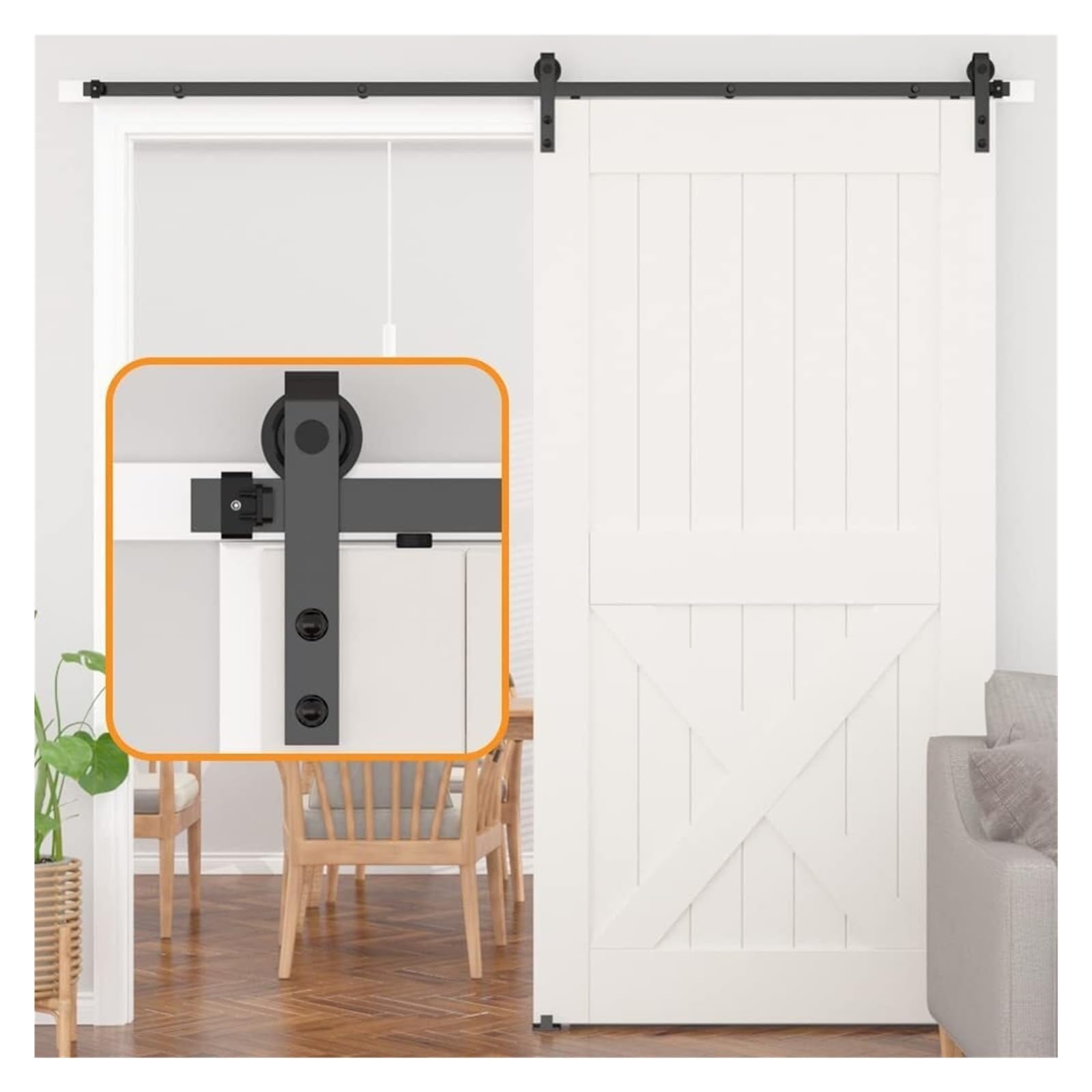 Strafbrg One Color 6Ft Sliding Barn Door Hardware Kit, Mechanism Carbon Steel Smoothly Quietly Easy Install Track,Smooth Gliding