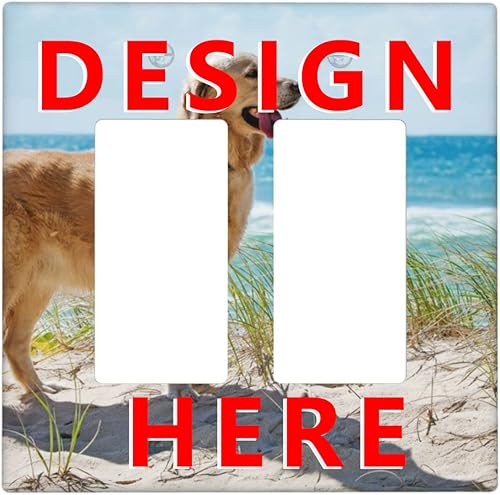 Cubierta para interruptor de luz personalizable, placa de pared doble basculante con imagen, logotipo, texto, 2 cuadrillas, placa eléctrica