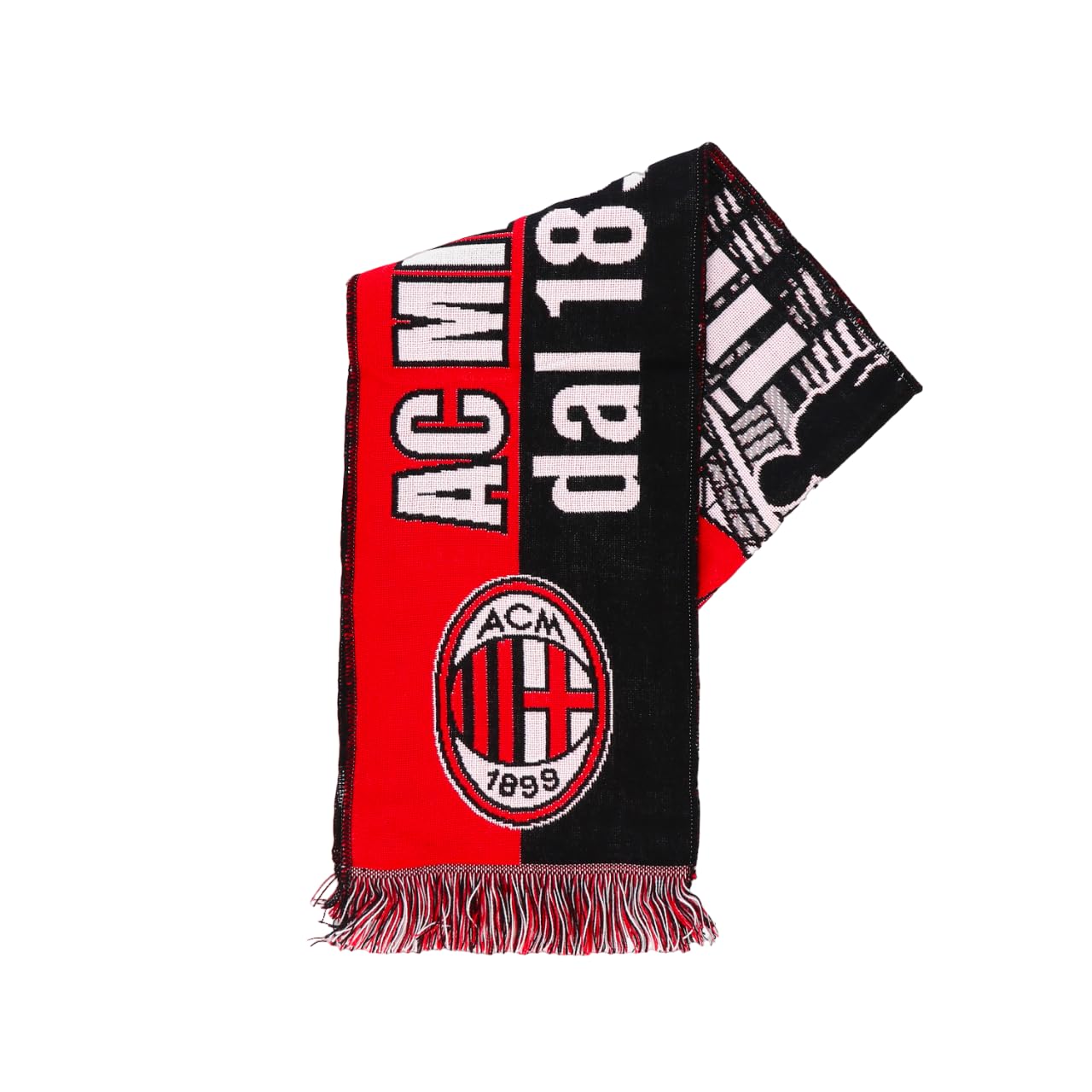 AC Milan Żakardowy szalik z grafiką ojca syna, akryl, unisex dla dorosłych, czerwony/czarny, jeden rozmiar