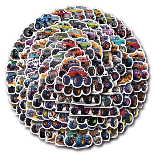 100pcs Monster Truck Stickers Truck Car Stickers for Kids Truck Stickers Waterproof for Water Bottles Skateboard Laptop Monster Truck Party Favors for Girls Boys