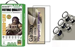 Grabist Screen Protector with Camera Lens Protector for Samsung Galaxy S25 Ultra, Support Fingerprint Unlock, Scratch Resistant, No Bubble, Easy Installation, Full Coverage Film (TITANIUM Gray lens)