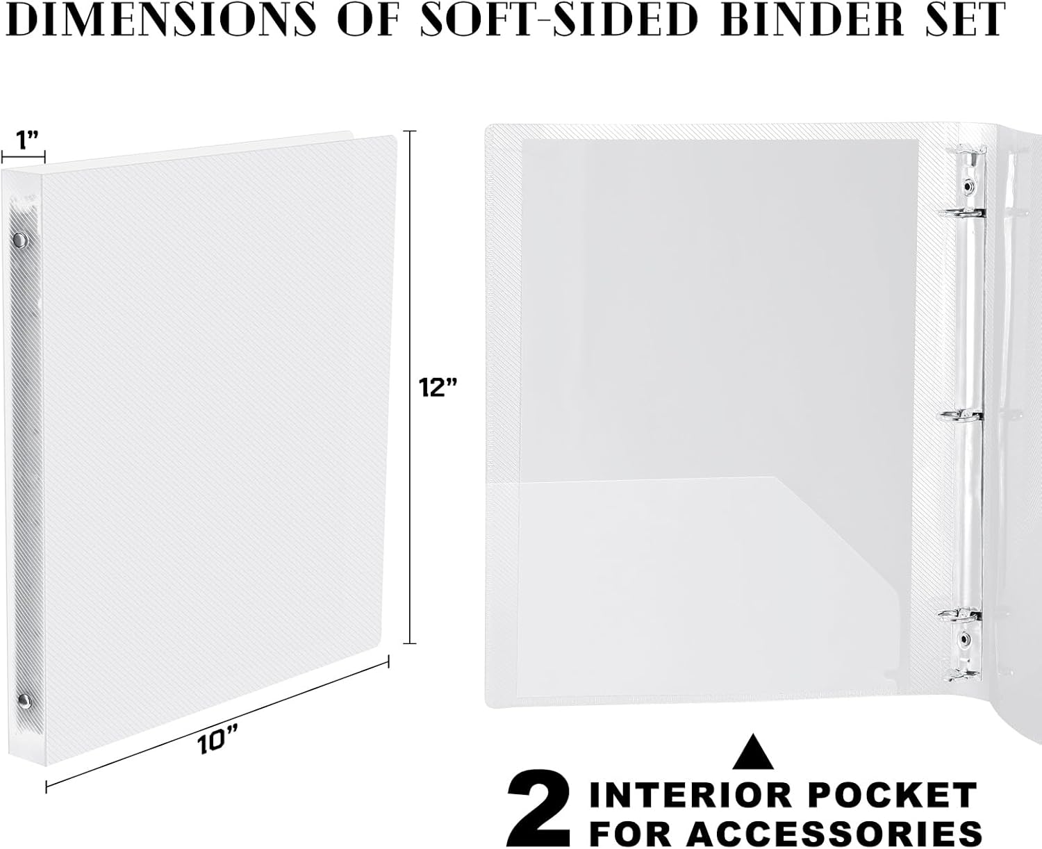 Fulmoon 12 Pcs 1 Inch 3 Ring Binders with 2 Interior Pockets Fits Letter Size Paper 8.5'' x 11'', Clear View 1-inch Three Ring Binders or School Office Home Supplies(Clear)