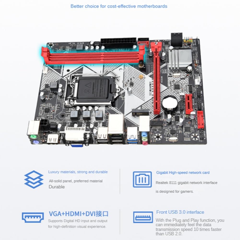 B75-H płyta główna do komputera stacjonarnego z 1X8G DDR3 1600 MHz RAM LGA 1155 części zamienne akcesoria do procesora I3 I5 I7 USB 3.0 SATA 3.0 obsługa do 16 GB