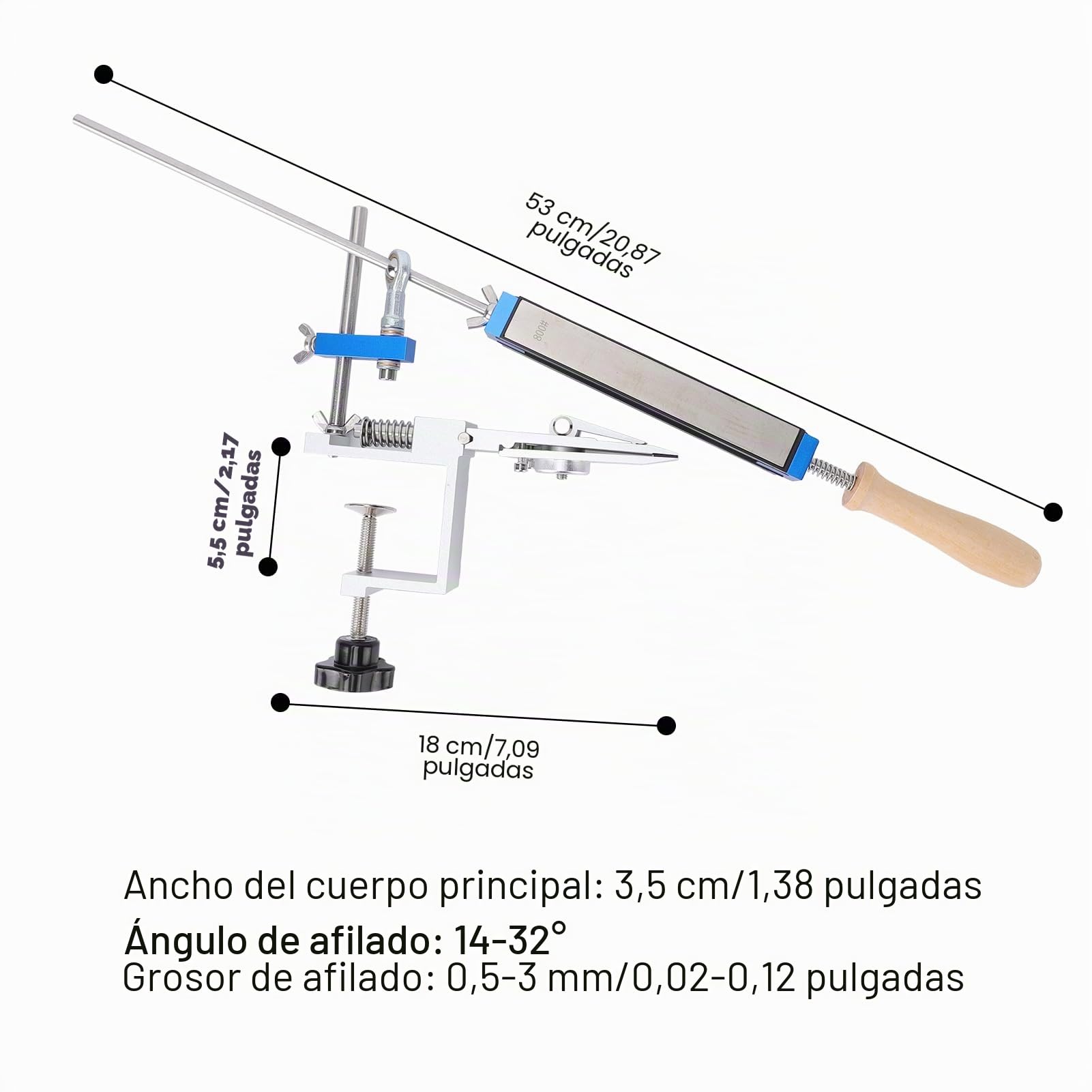 Fockety Afilador de Cuchillos, de Afilado de Cuchillos Guiado por Rotación de 360° con Piedras de Afilar de Diamante de Grano 150 400 800 2000, Kit de Afilado de (Con 4 piedras de afilar de diamante)