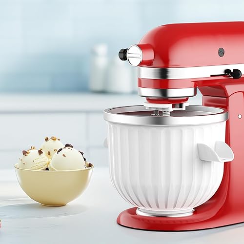 Miniatura 7 de COFUN Accesorio para máquina de helados KitchenAid  Tazón de helado de 2 cuartos de galón compatible con mezcladores de 4.5 cuartos y más grandes
