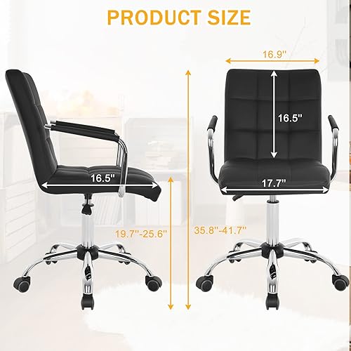 Miniatura 2 de Silla de escritorio con respaldo medio silla de oficina giratoria de 360 blanca silla de estudio con reposabrazos y ruedas silla de computadora