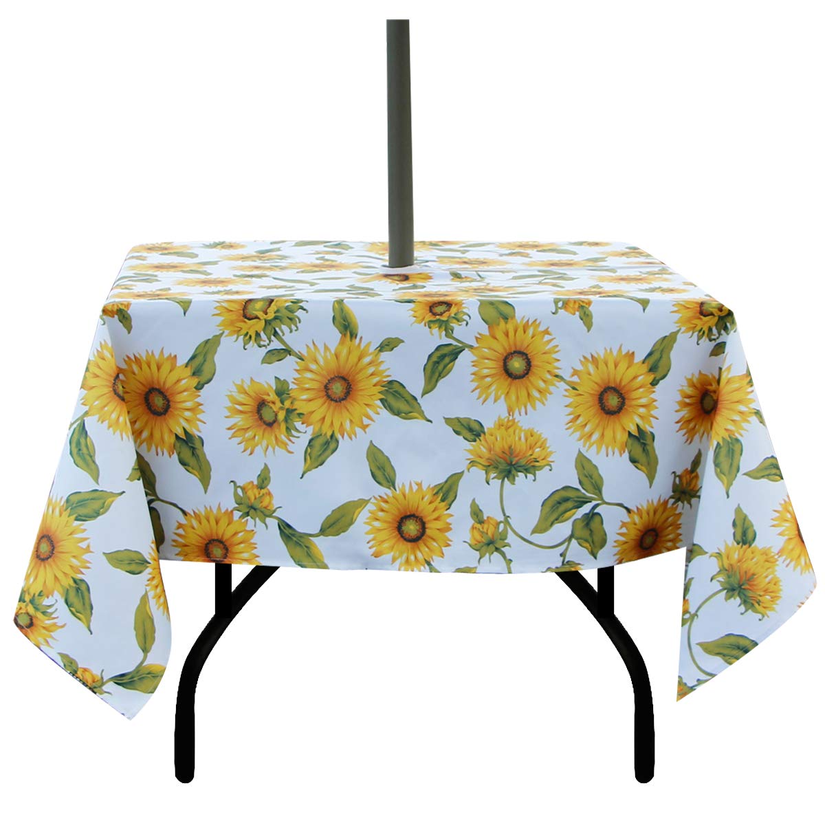 EHouseHome Outdoor Indoor 60inch SquareTablecloth with Umbrella Hole and Zipper, Waterproof Zippered Patio Table Cloths, Spring/Summer Table Covers for Backyard Circular Table/BBQs/Picnic