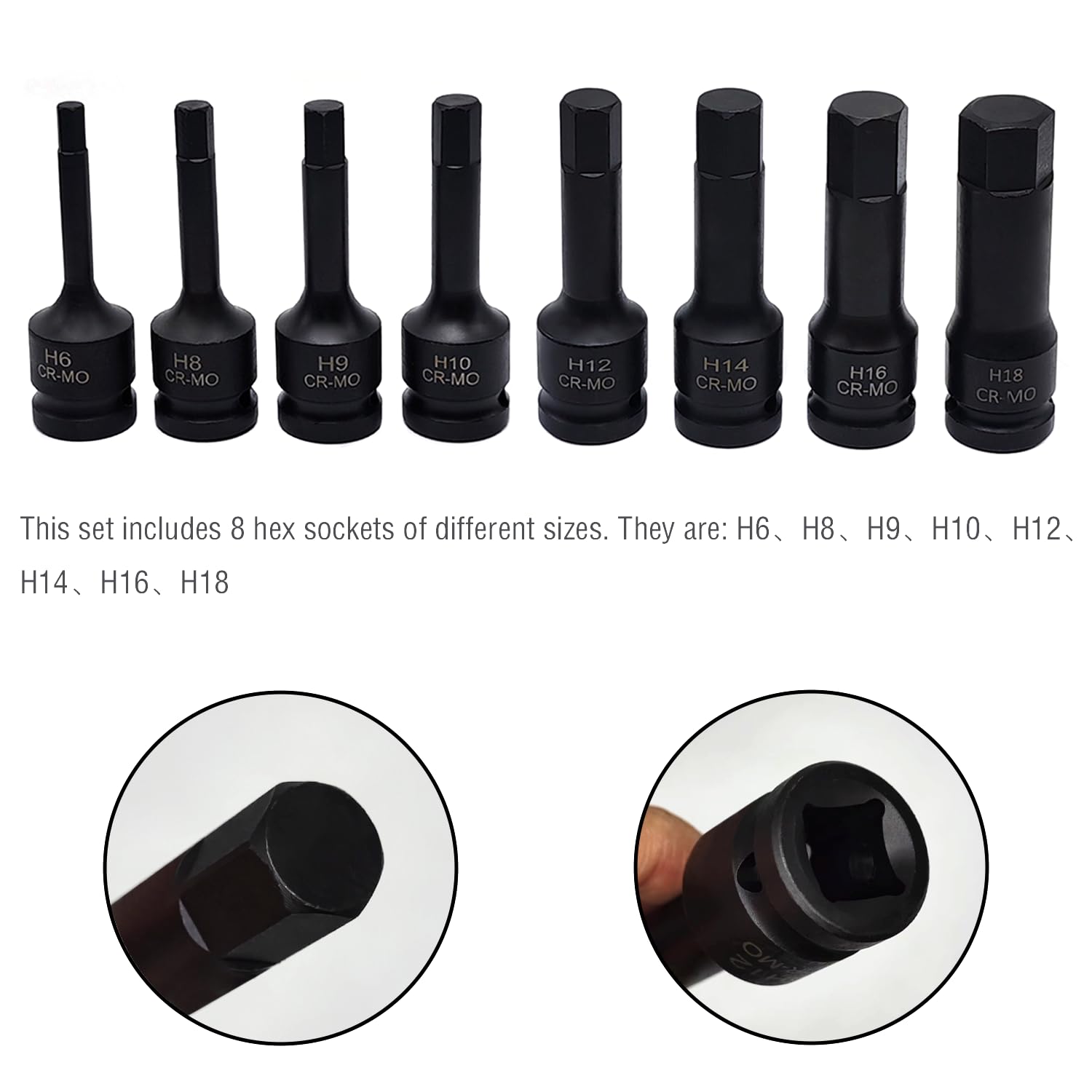 Snapklik.com : 8PCS Hex Impact Bit Socket Set, 1/2-Inch Impact Drive ...